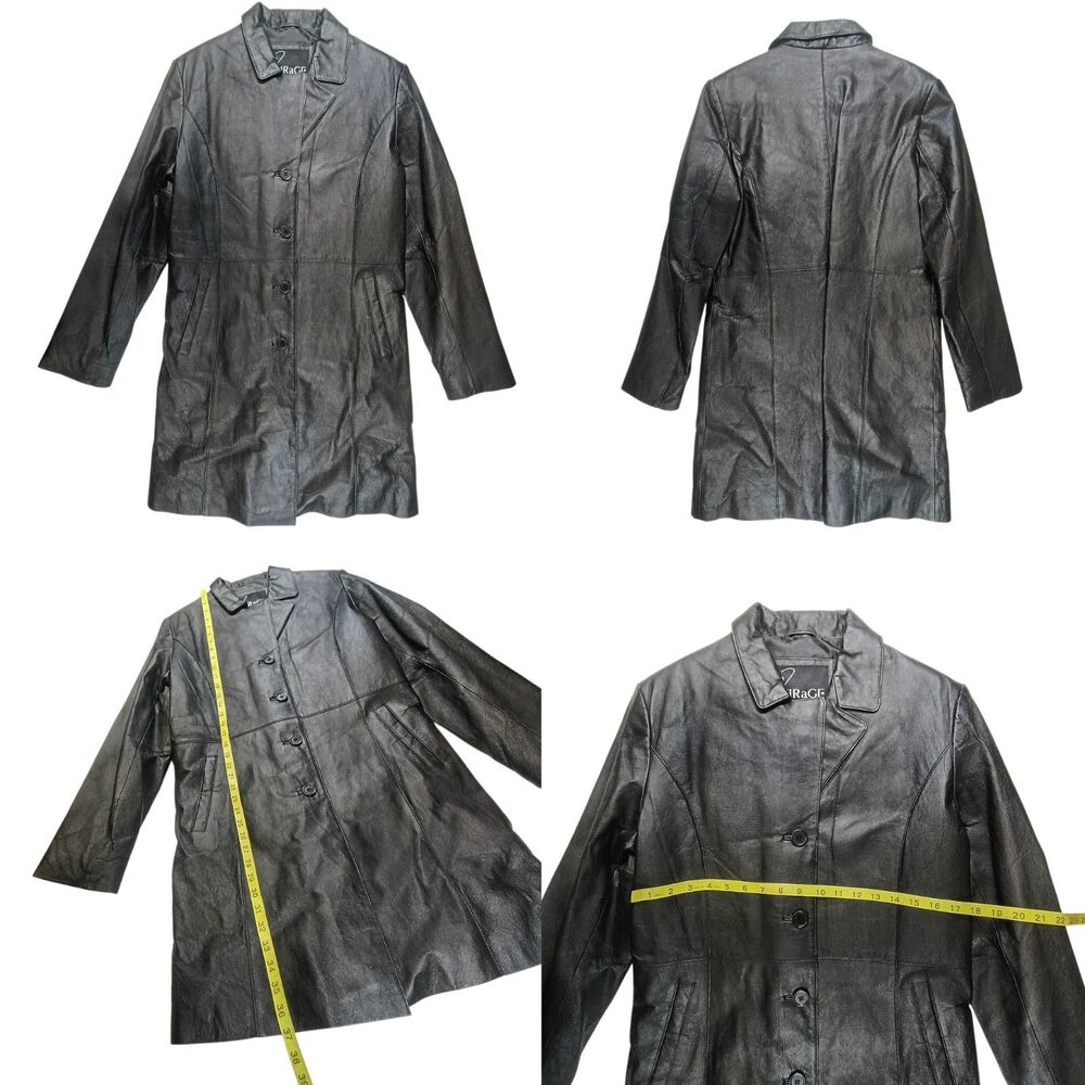 Vintage Tirage Cougar Womens Black Genuine Leather Full-Zip Jacket Size Large